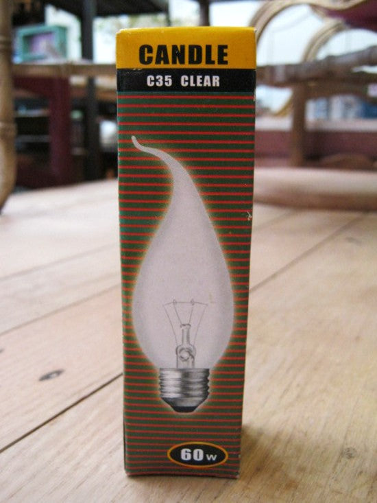 Clear Flame Tip Bulbs - Regular Edison - 60 Watt - 10 Pack