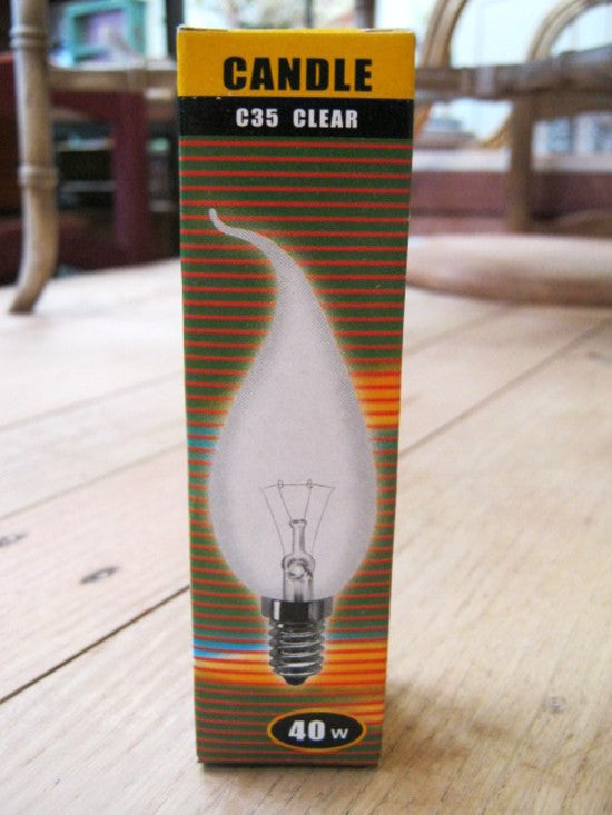 Clear Flame Tip Bulbs - Small Edison - 40 Watt - 10 Pack