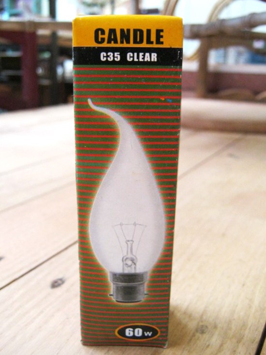 Clear Flame Tip Bulbs - Regular Bayonet - 60 Watt - 10 Pack