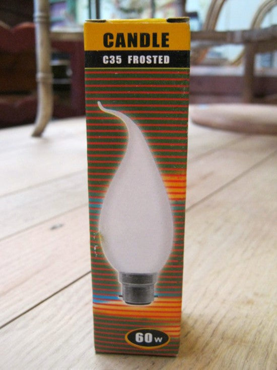 Frosted Flame Tip Bulbs - Regular Bayonet - 60 Watt - 10 Pack