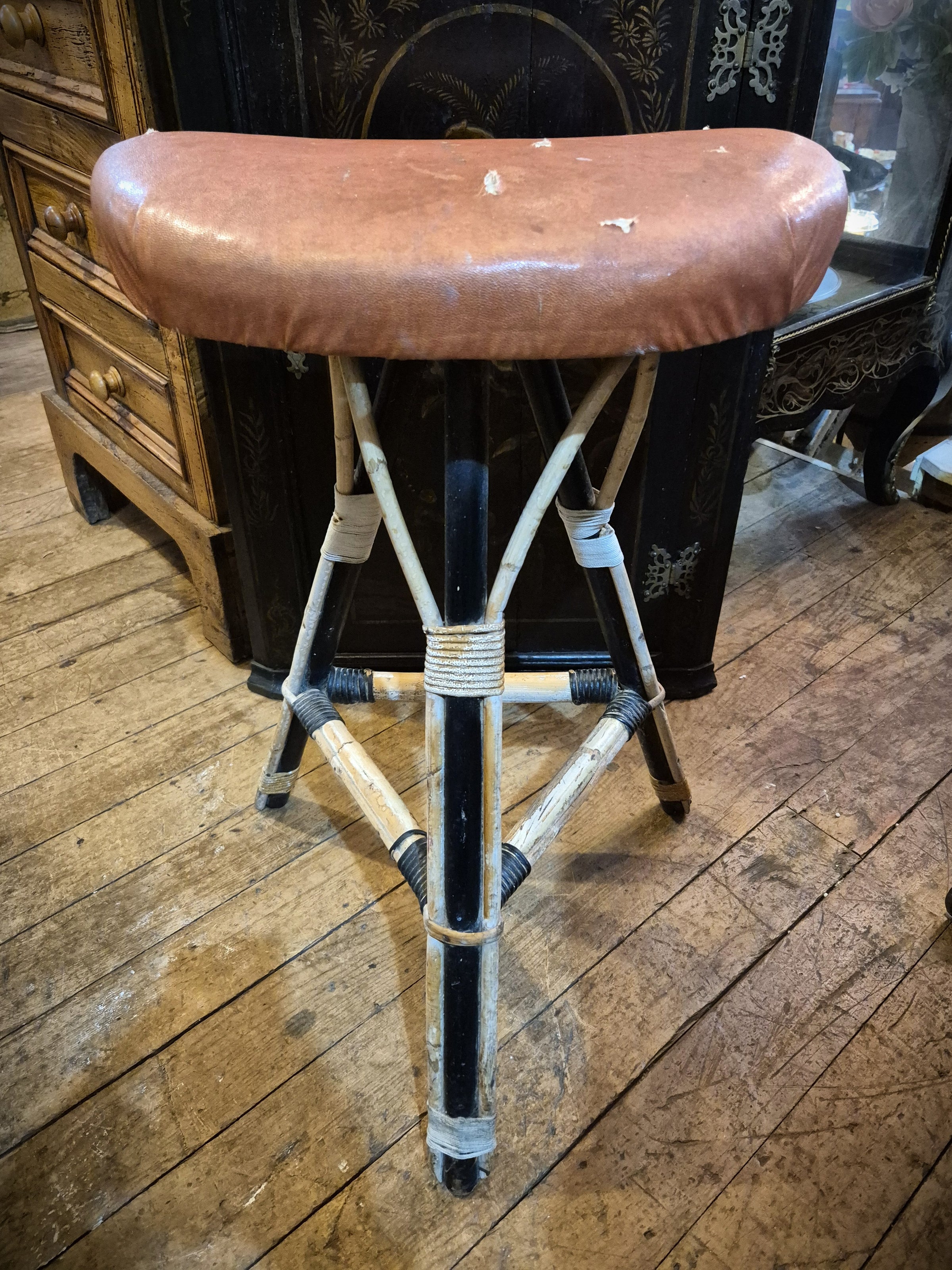 Mid Century Stool with cane legs