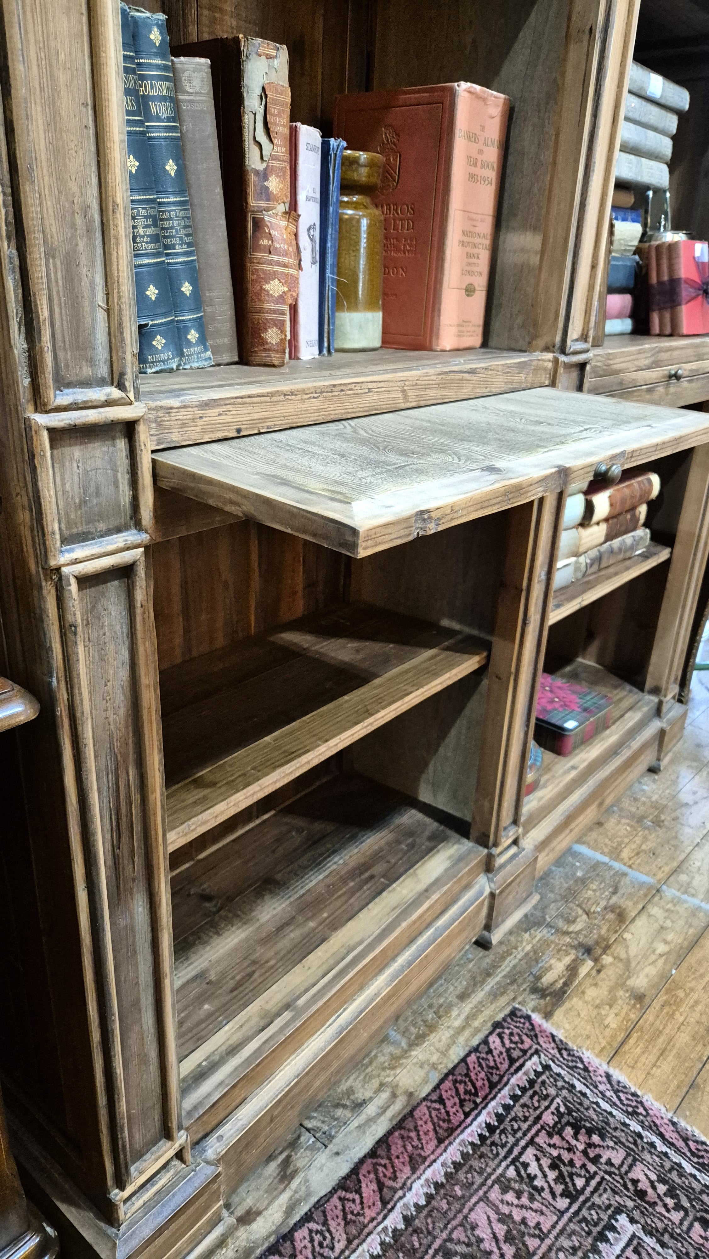 Pull out slide on baltic pine bookcase