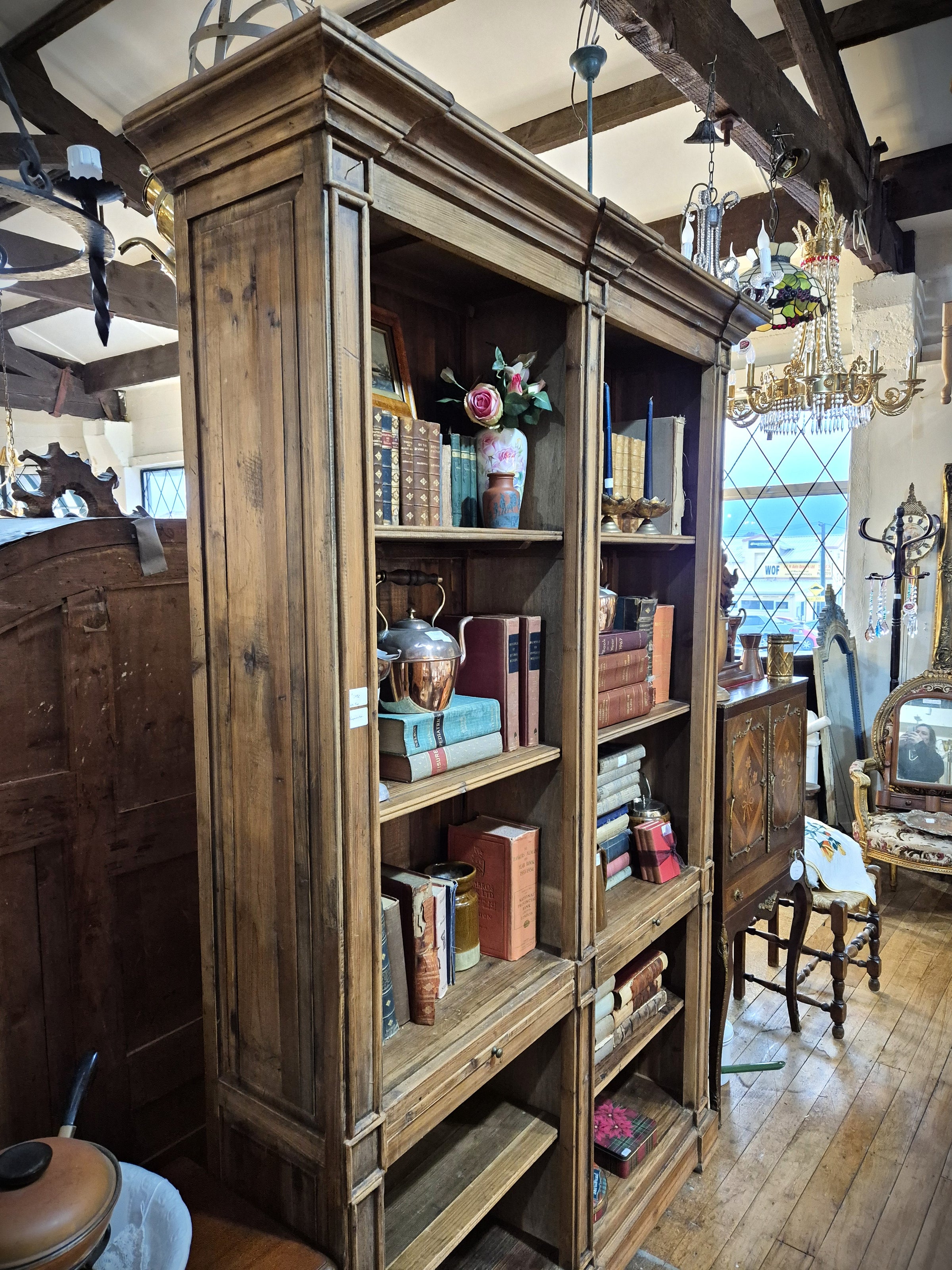 Side view of reproduction Baltic Pine Bookcase