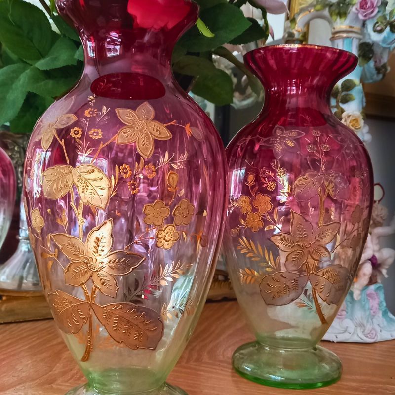 New Arrivals. A photo of a pair of Victorian Glass Vases.