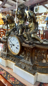 Bronze Figural Mantel Clock on Marble Base