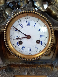Bronze Figural Mantel Clock on Marble Base