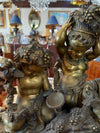 Bronze Figural Mantel Clock on Marble Base
