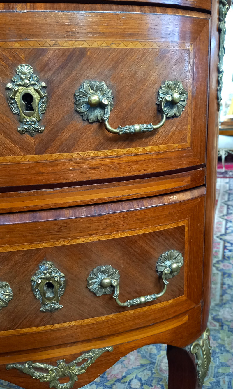 French Marble Top Bedside Table