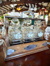 English Oak Tantalus & Decanters