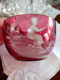 Mary Gregory Ruby Glass Bowl