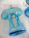 Mary Gregory Pair of Blue Vases
