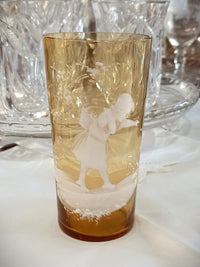 Mary Gregory Amber Coloured Glass