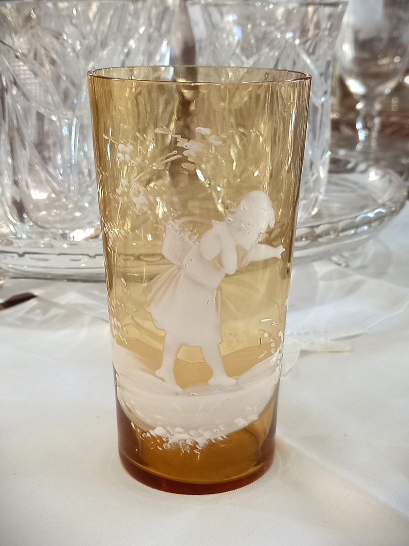 Mary Gregory Amber Coloured Glass