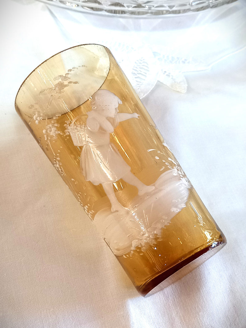 Mary Gregory Amber Coloured Glass