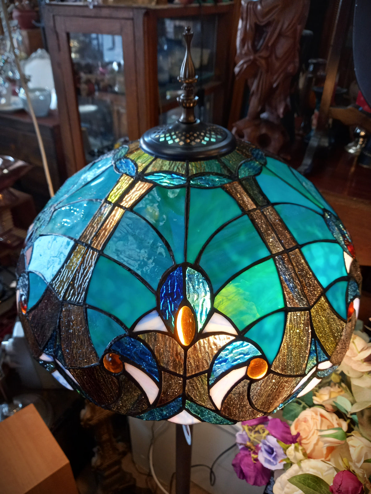 Tiffany Style Floor Lamp - Ocean Green