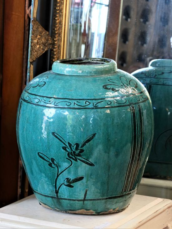 19th Century Turquoise Asian Glazed Vessel