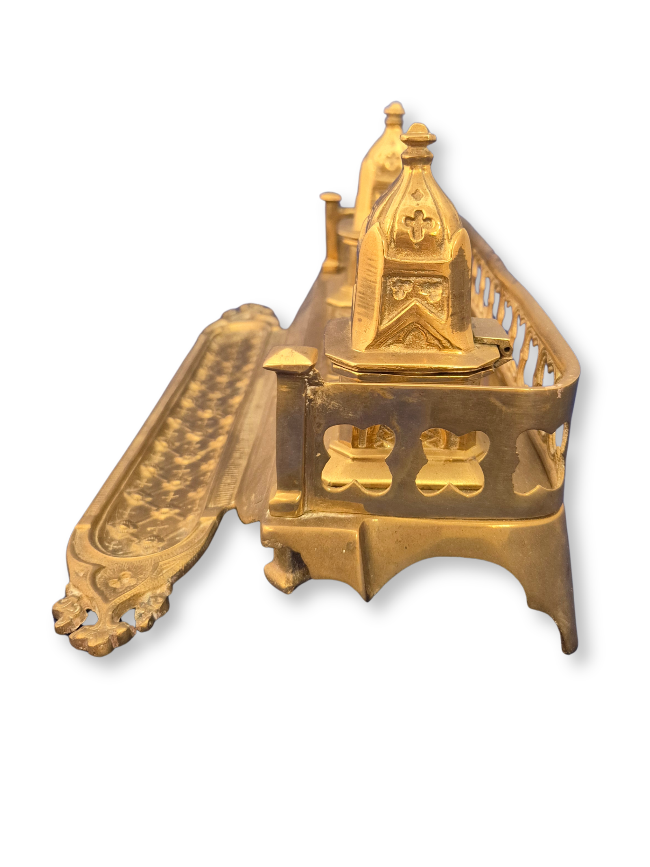 Victorian Double Inkwell Standish side view