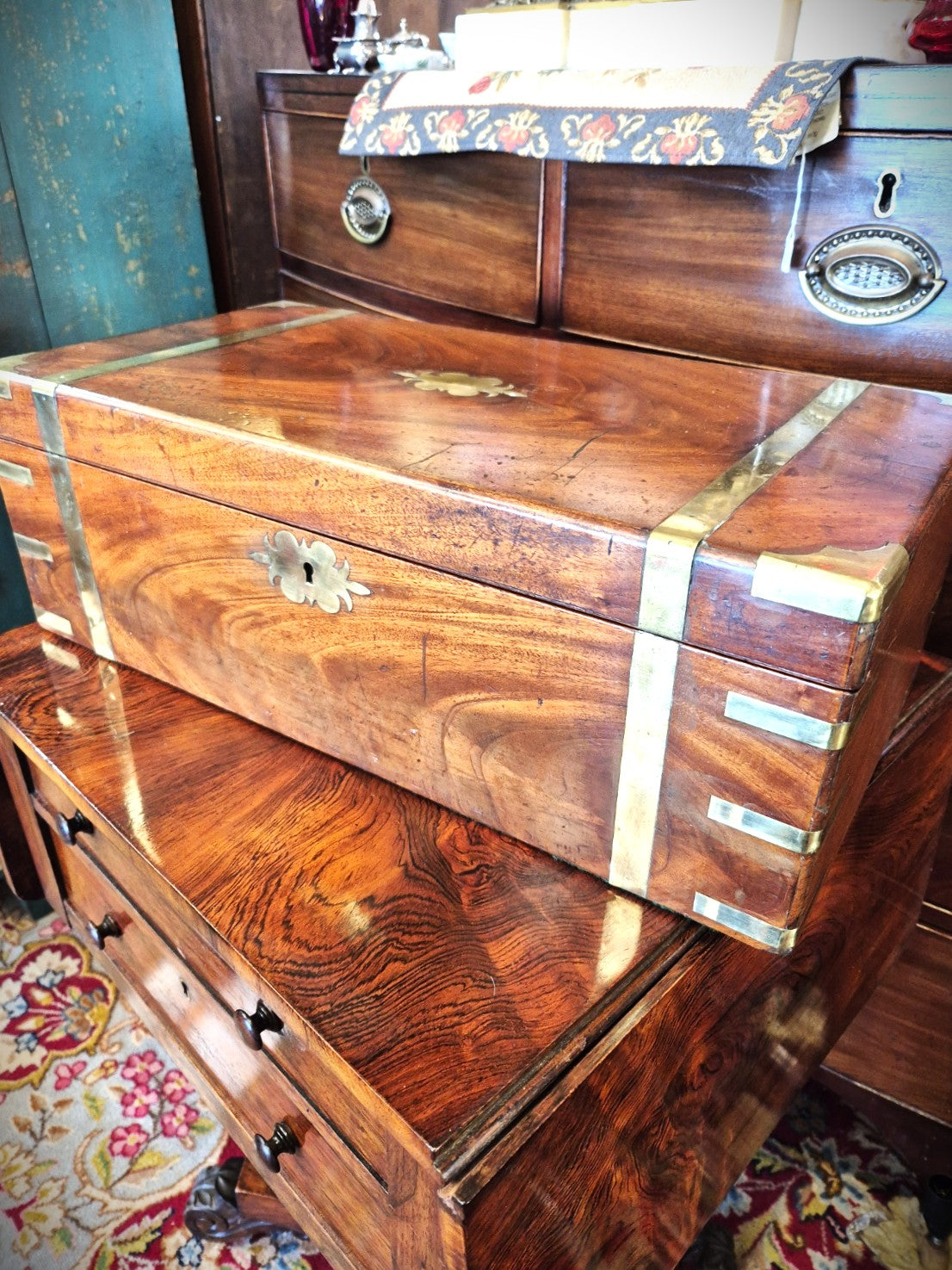 English Mahogany Writing Box – Circa 1870