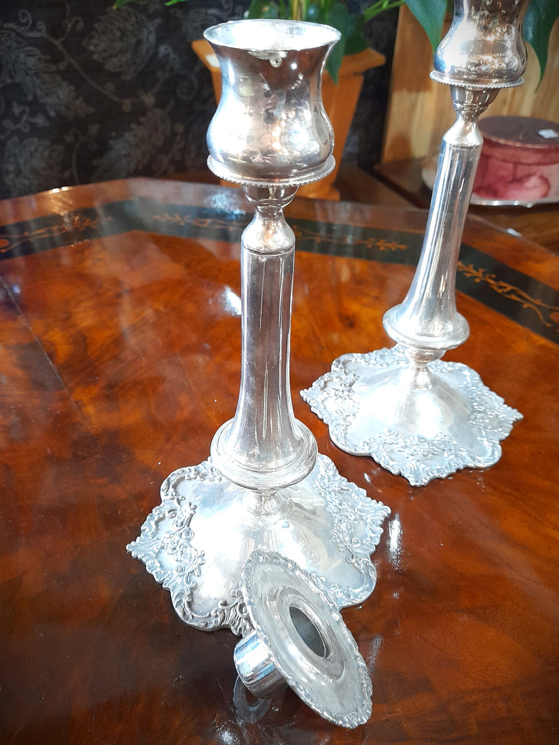 Pair of Tall EPNS Candlesticks