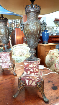 Pair French Marble Base Table Lamps