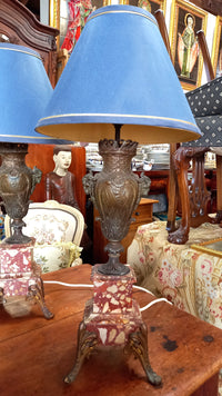 Pair French Marble Base Table Lamps