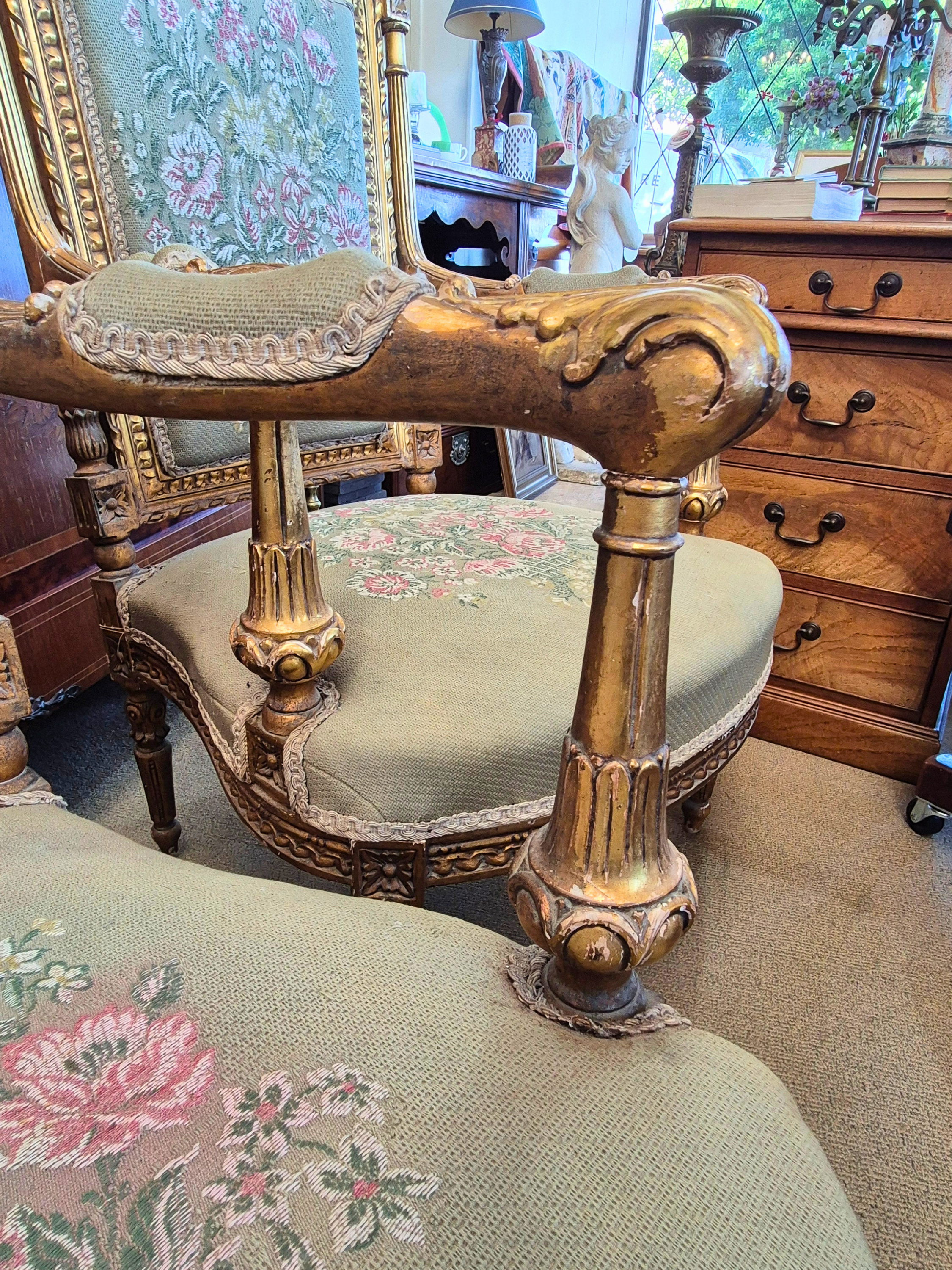 Pair of French Giltwood Armchairs