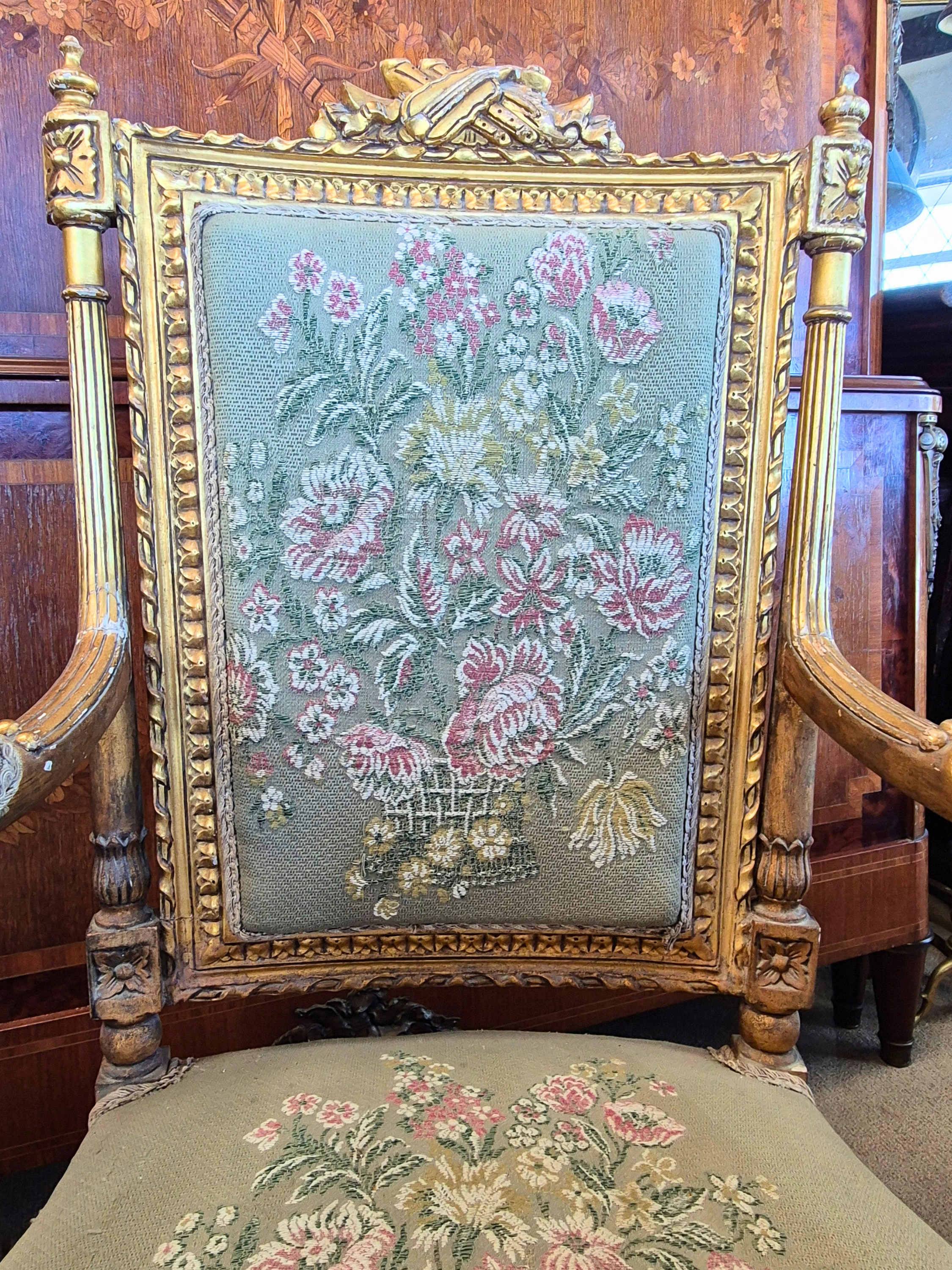 Pair of French Giltwood Armchairs