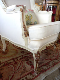 French painted wingback armchair 