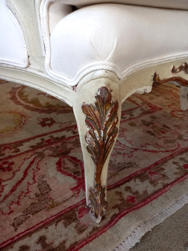 French painted wingback armchair