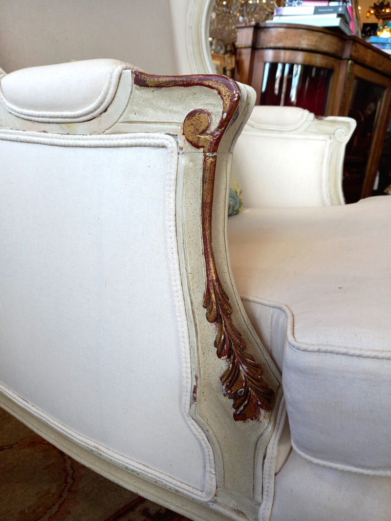 French painted wingback armchair