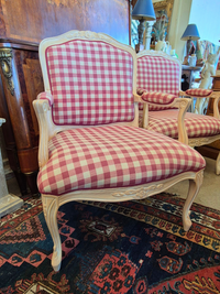 Pair of French Style Gingham Armchairs