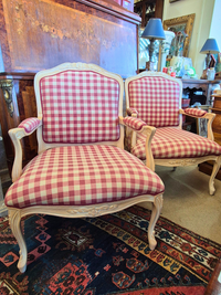 Pair of French Style Gingham Armchairs