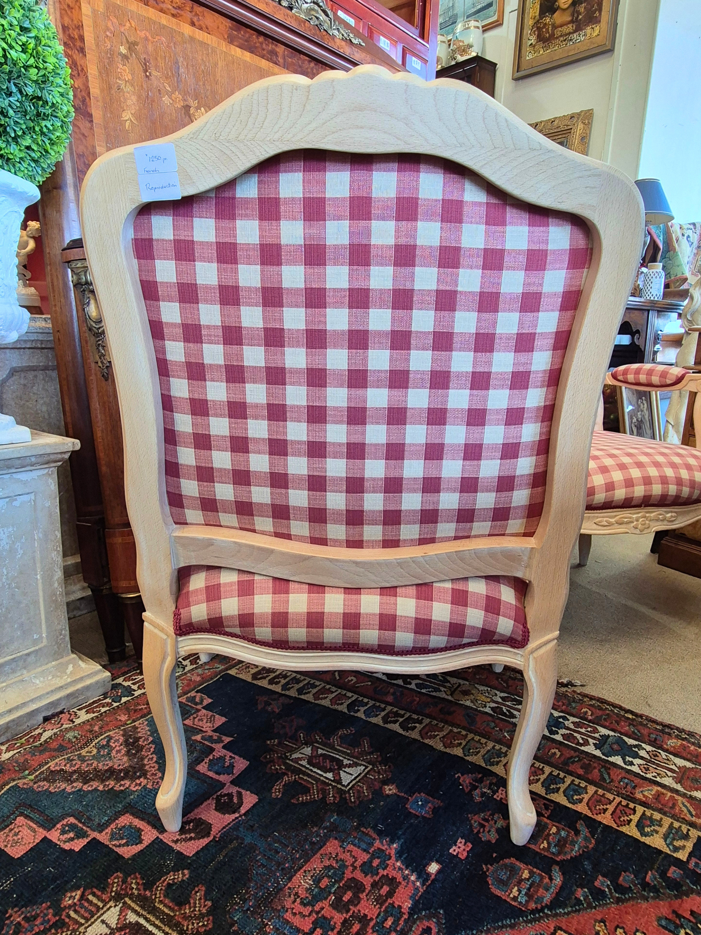 Pair of French Style Gingham Armchairs