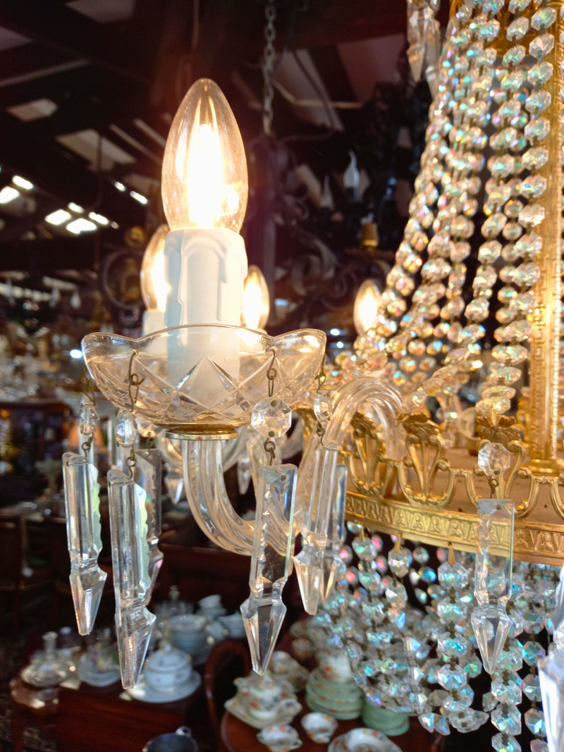 Italian Iridescent Basket Chandelier