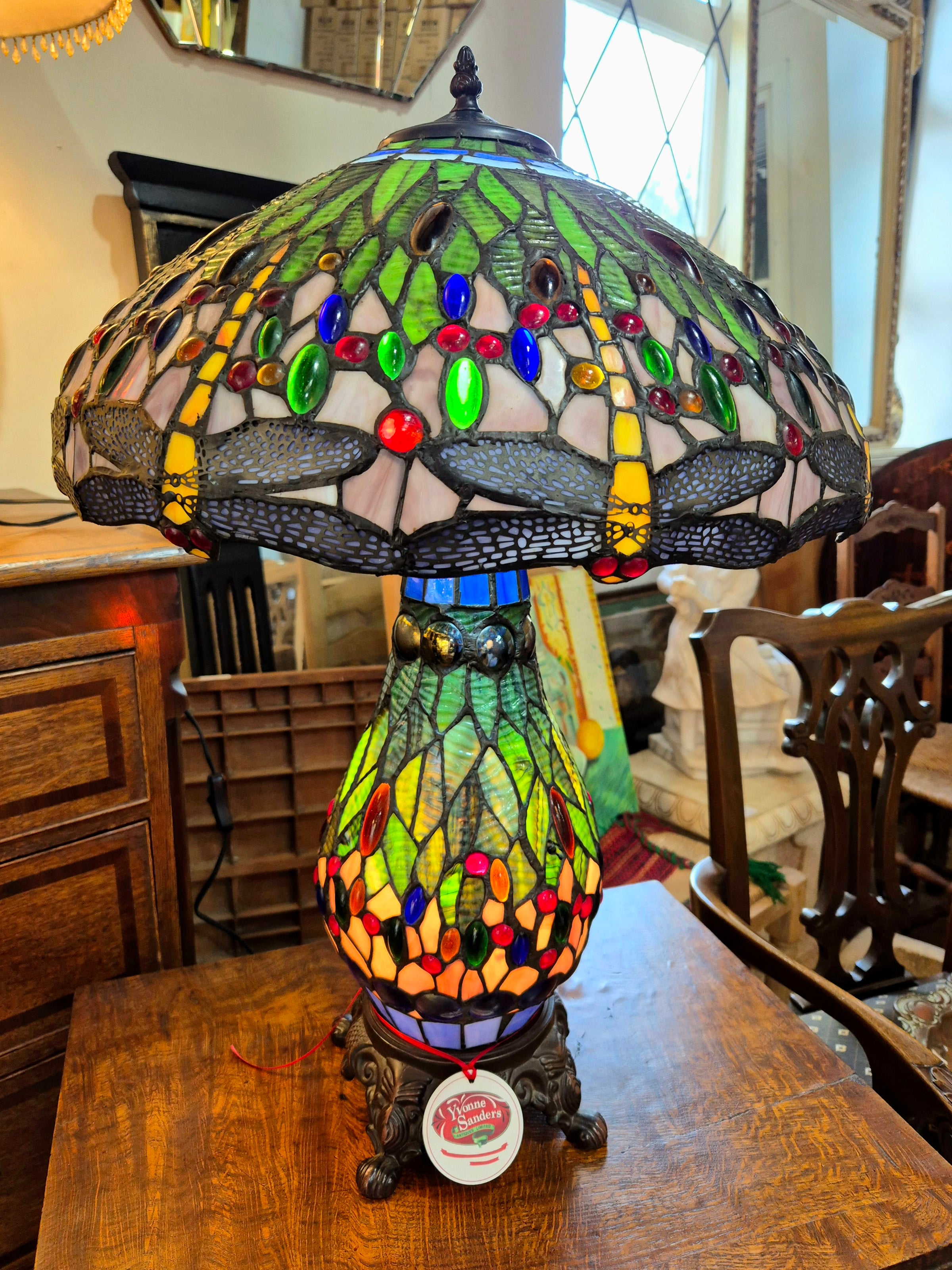 Large Tiffany Table Lamp with dragonflies