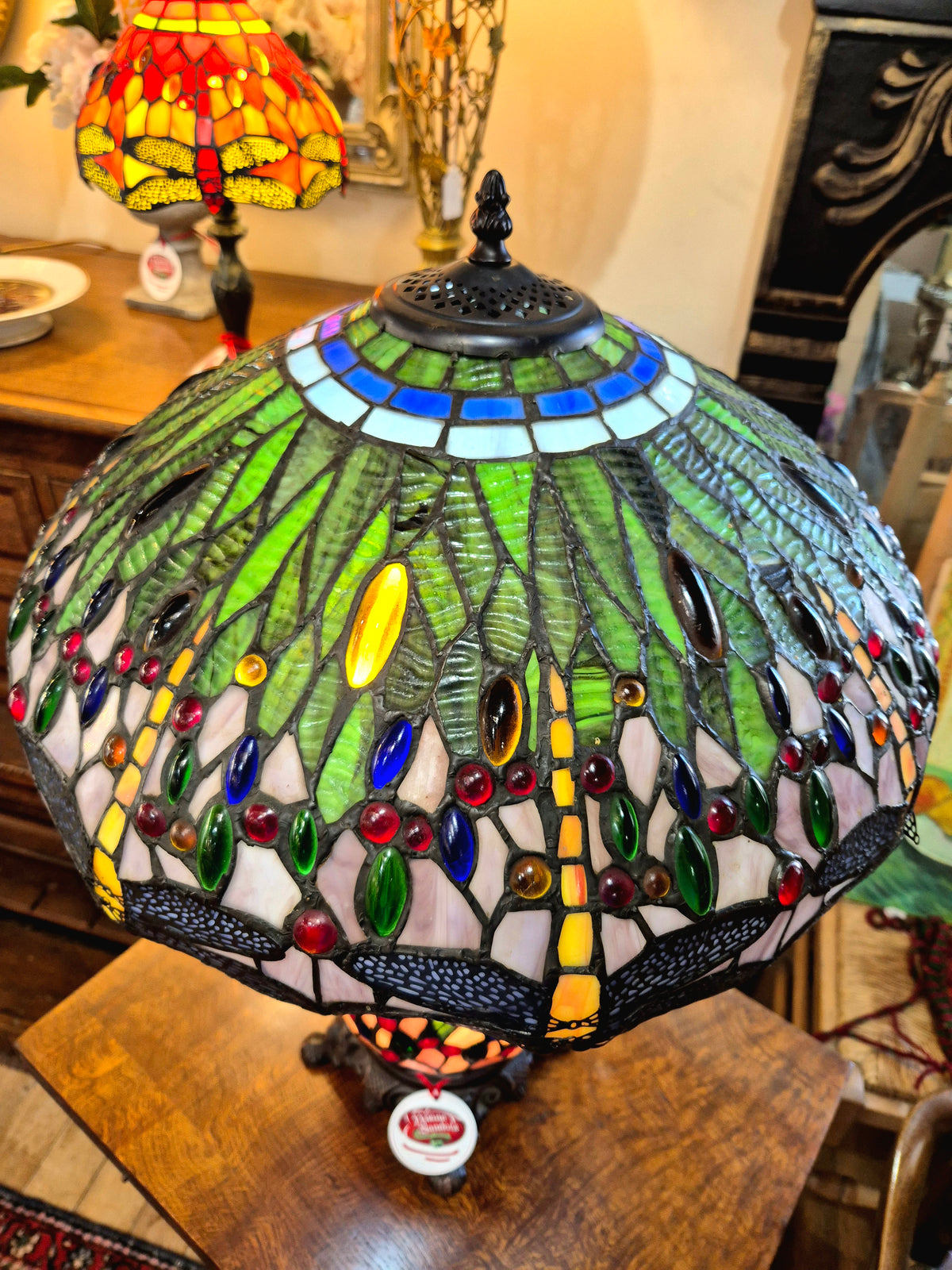Large Tiffany Table Lamp with dragonflies