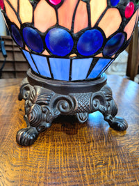 Large Tiffany Table Lamp with dragonflies photo showing the base