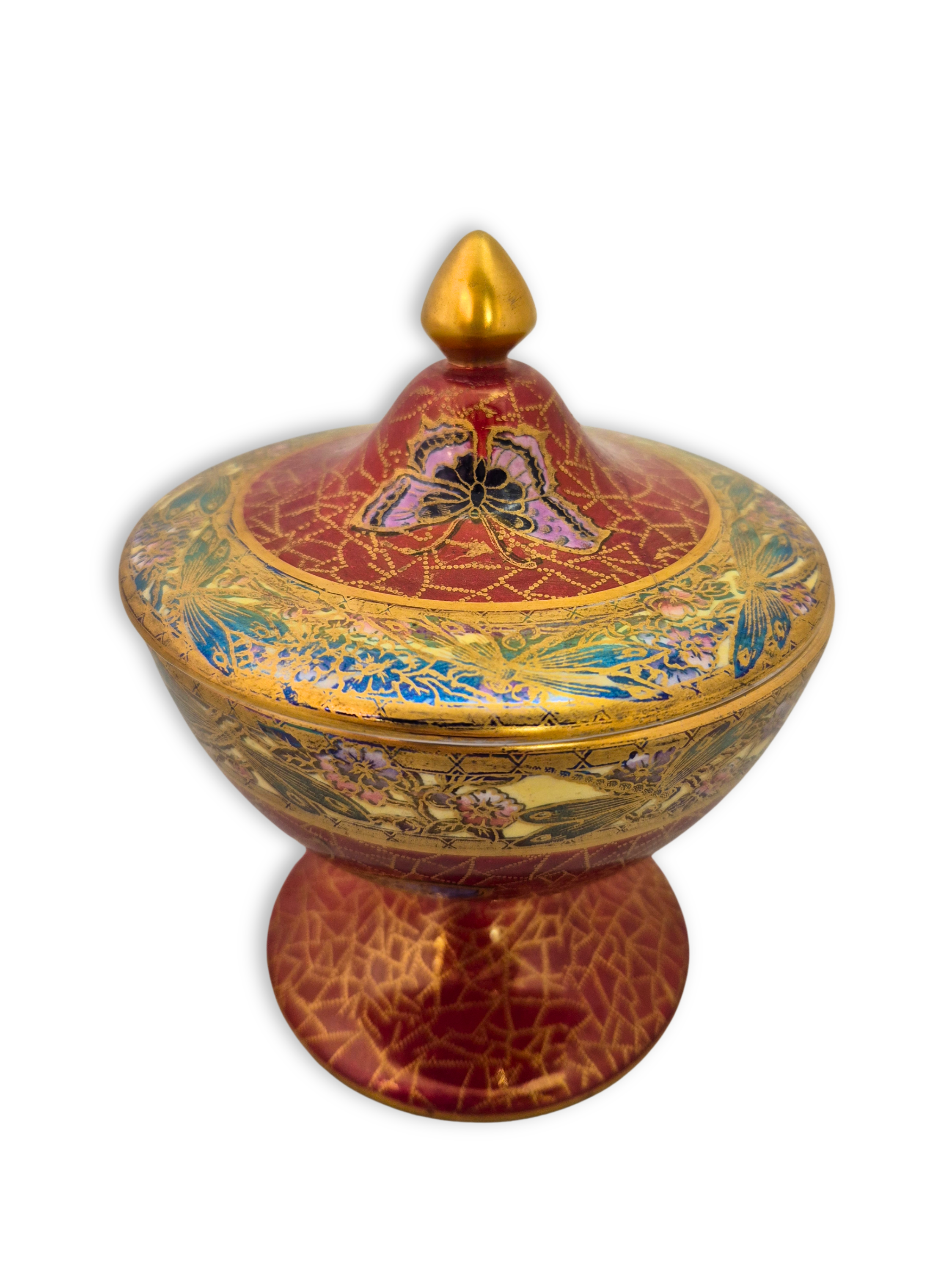 Vintage Lidded Maling Lustre Dish