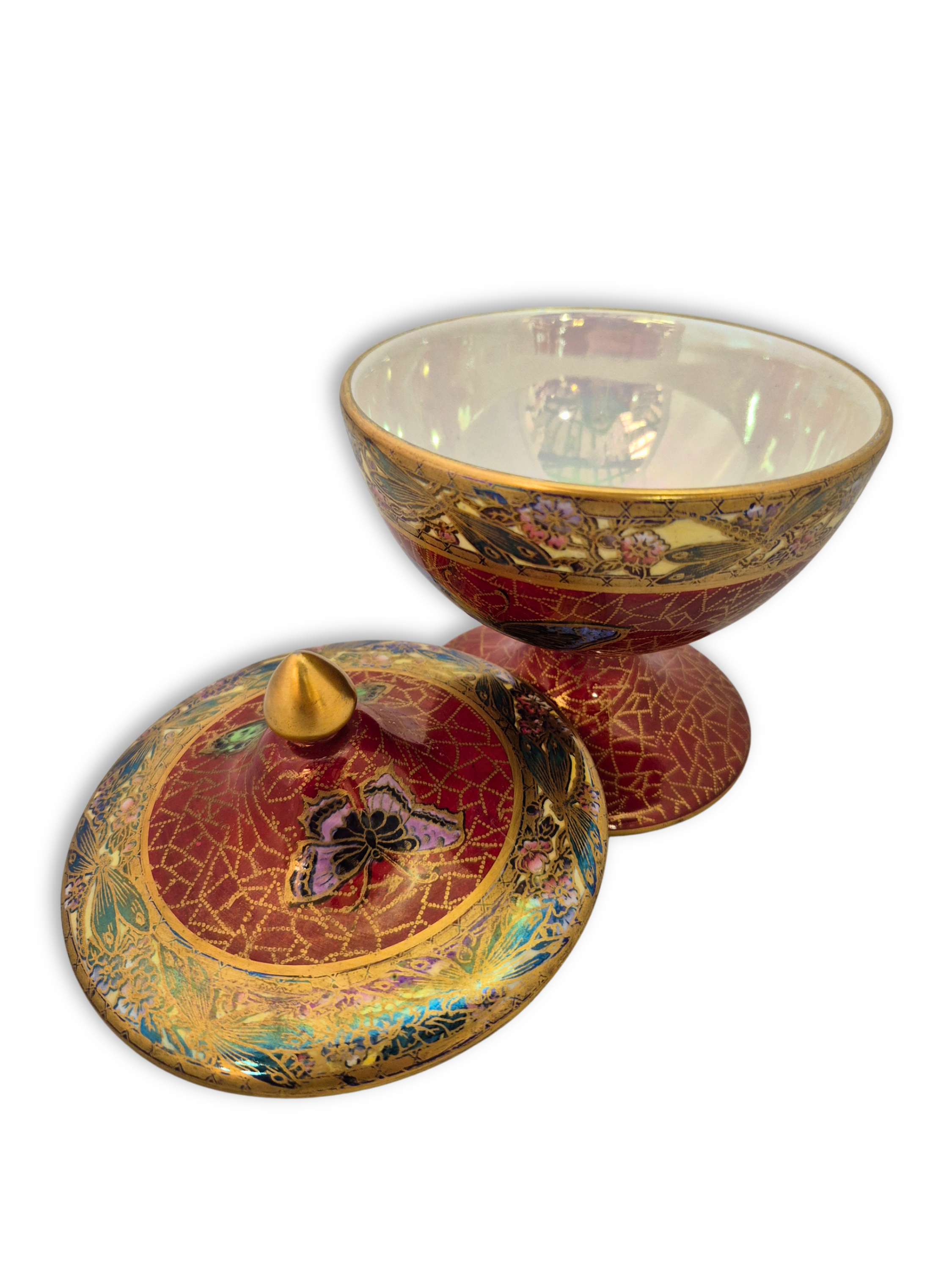 Vintage Lidded Maling Lustre Dish