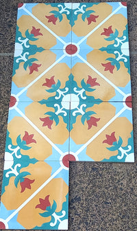 Mustard with Red Tulip Tiles