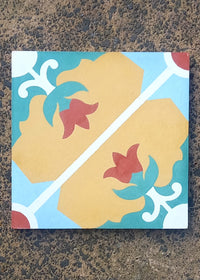 Mustard with Red Tulip Tiles