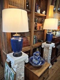 Pair of Chinese Blue & Brass Table Lamps
