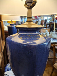 Pair of Chinese Blue & Brass Table Lamps