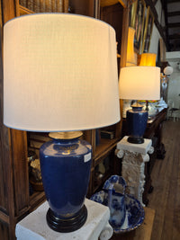Pair of Chinese Blue & Brass Table Lamps
