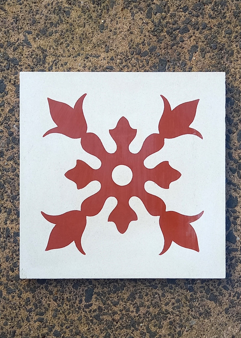 Red Tulip on White Tiles