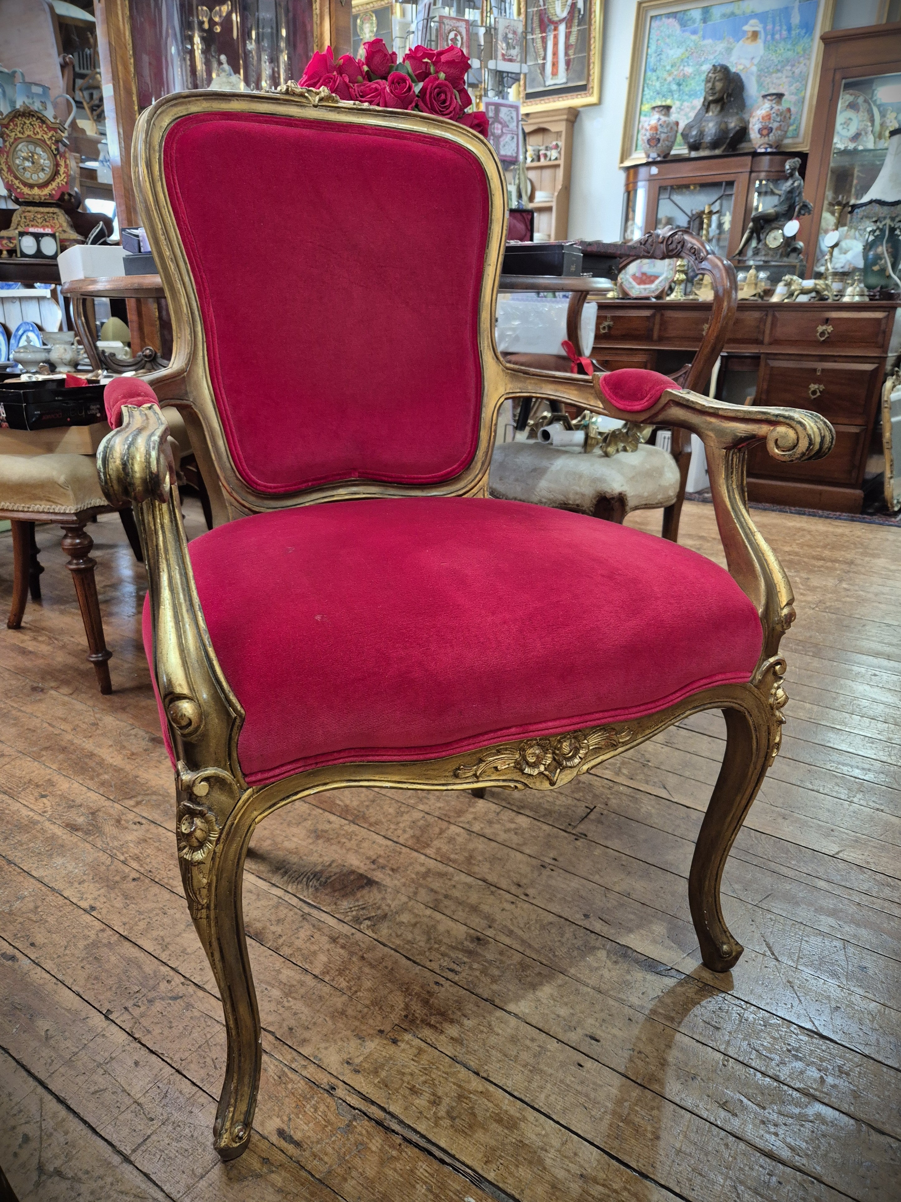 Red Velvet Red Chair – Yvonne Sanders Antiques Limited