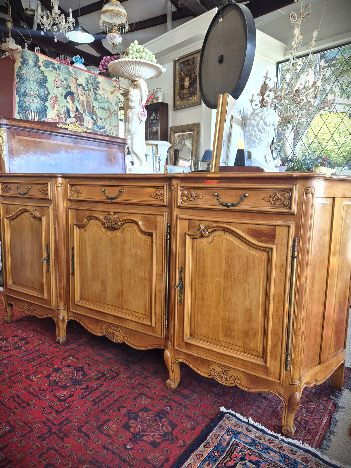 Vintage European Beech Reproduction Sideboard