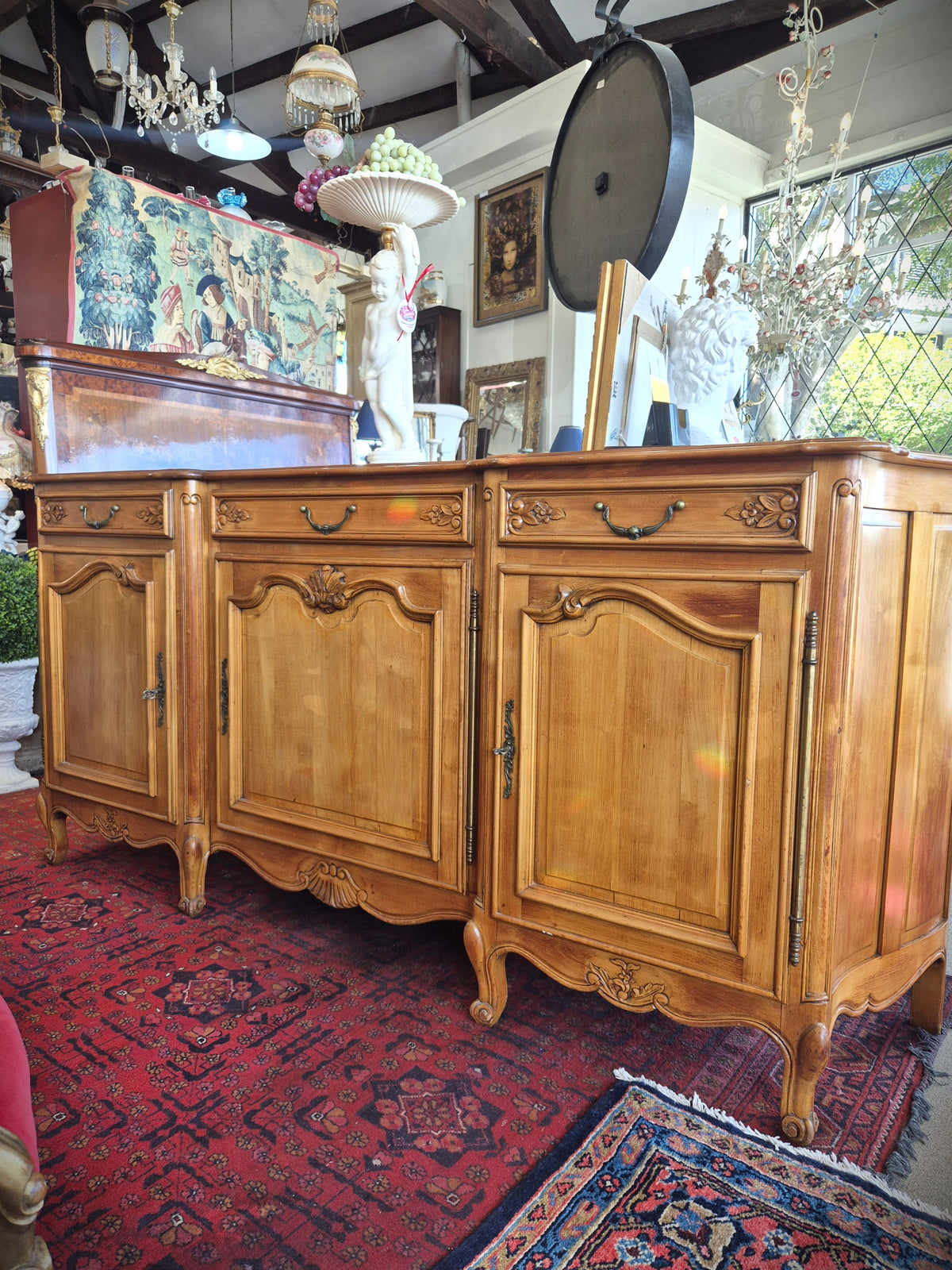 Vintage European Beech Reproduction Sideboard