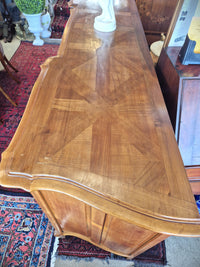 Vintage European Beech Reproduction Sideboard showing the top.