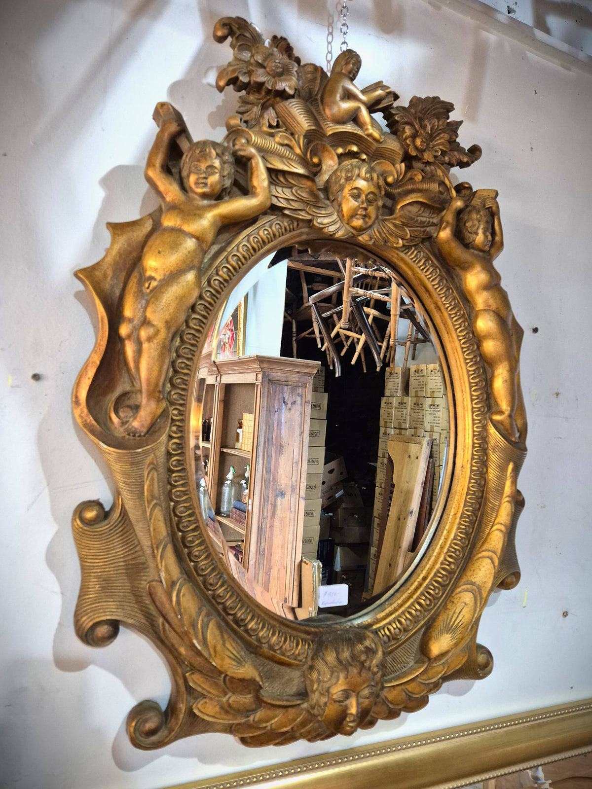 Reproduction cherub mirror